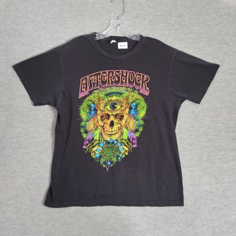 Aftershock Men Shirt Large Black 2022 Skull Louder Than Life Kiss‎ Slipknot Tee